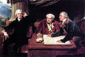 Sir Francis Baring (left), with brother John Baring and son-in-law Charles Wall, in a painting by Sir Thomas Lawrence