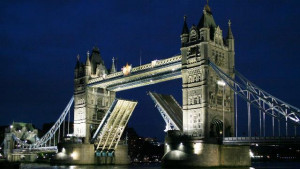 Tower Bridge, built between 1886 and 1894. The bridge crosses the River Thames close to the Tower of London and has become an iconic symbol of London.