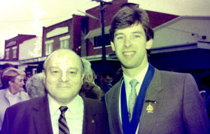 Bruce Skeggs, local politics and radio activist, with the then youthful Mayor of the City of Heidelberg.